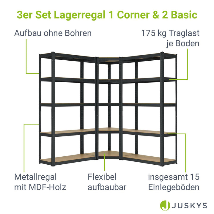 3er Regalsystem 1 Corner & 2 Basic