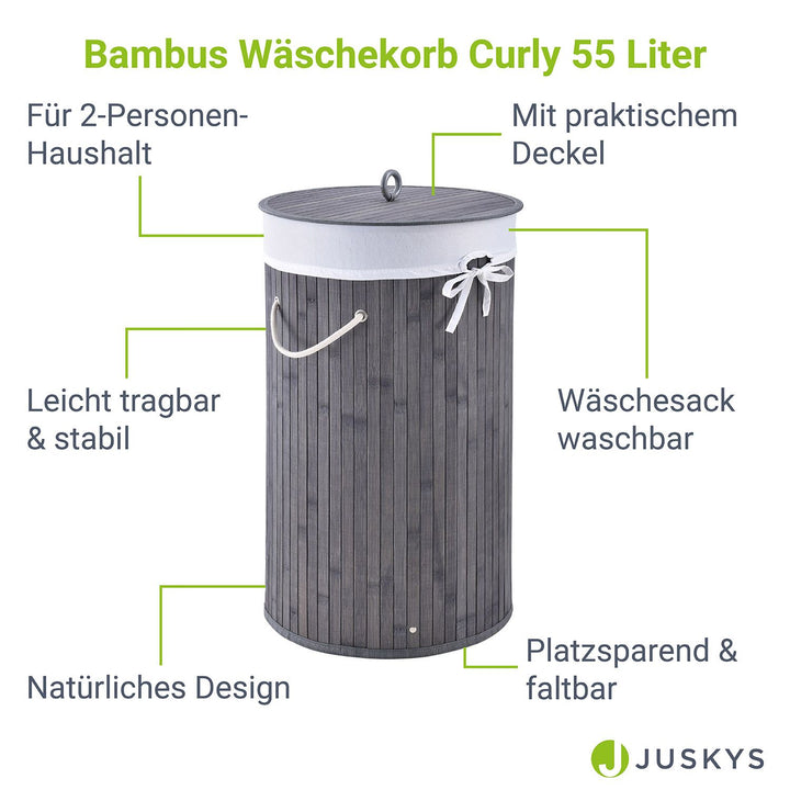 Bambus Wäschekorb Curly-Round