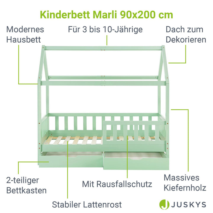 Kinderbett Marli 90 x 200 cm mit Bettkasten