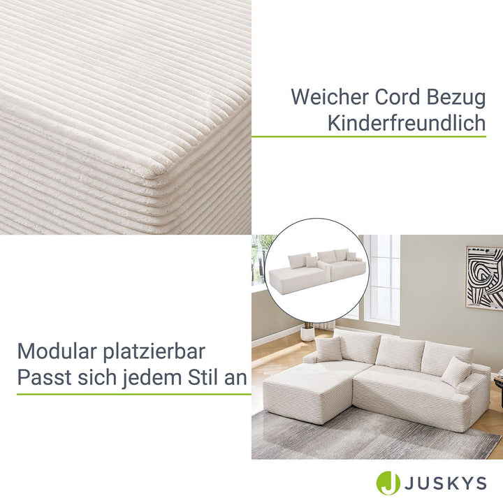Sofa Coredo mit Cord Bezug & Dekokissen