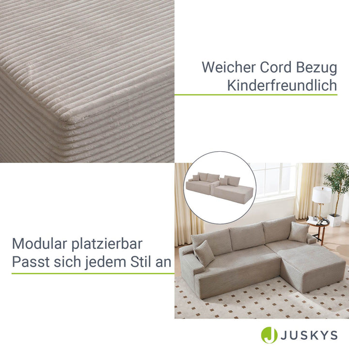 Sofa Coredo mit Cord Bezug & Dekokissen