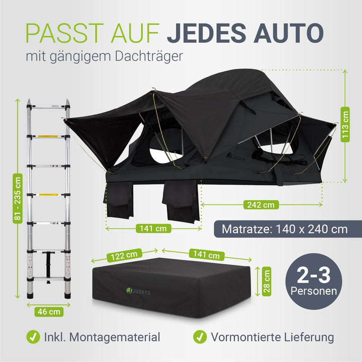 Dachzelt Lago für 2-3 Personen