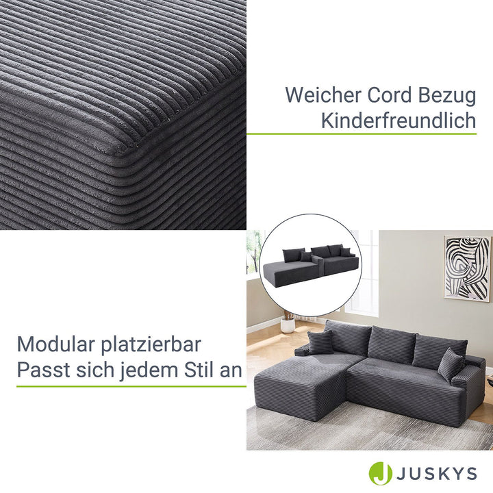 Sofa Coredo mit Cord Bezug & Dekokissen