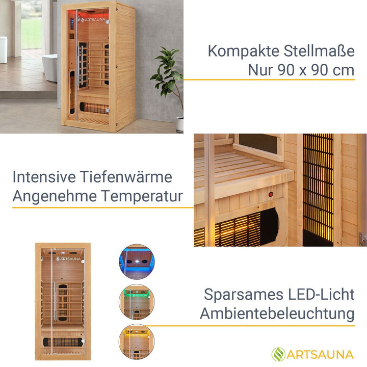 Infrarotkabine Kiruna90 mit Dual Technologie