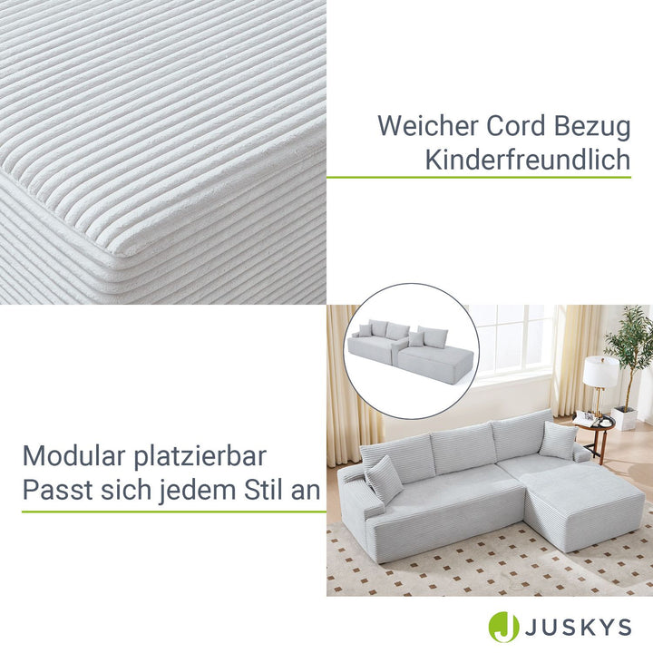 Sofa Coredo mit Cord Bezug & Dekokissen