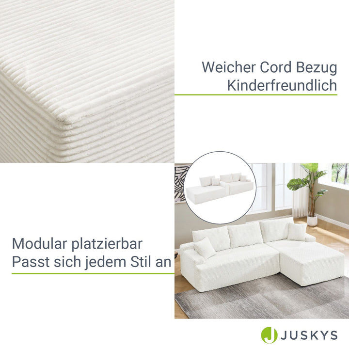 Sofa Coredo mit Cord Bezug & Dekokissen