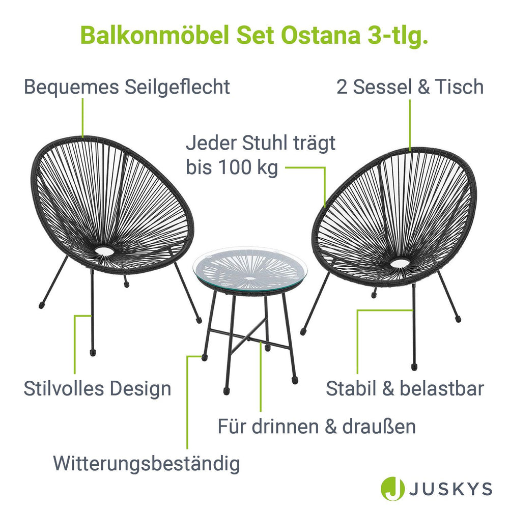 Balkonmöbel Set Ostana 3-teilig