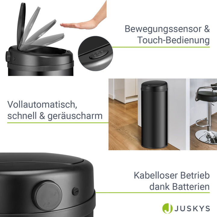 Runder Mülleimer mit Sensor
