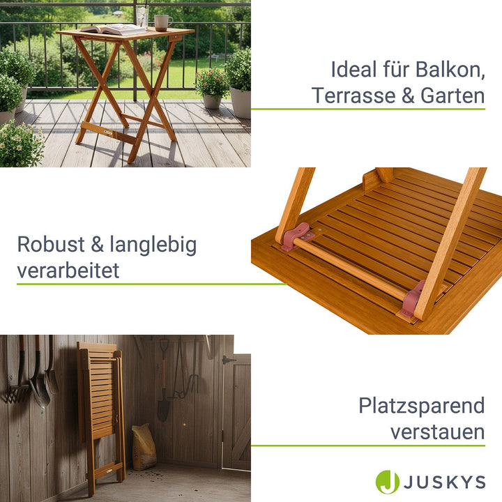 Klappbarer Holztisch für Balkon & Garten