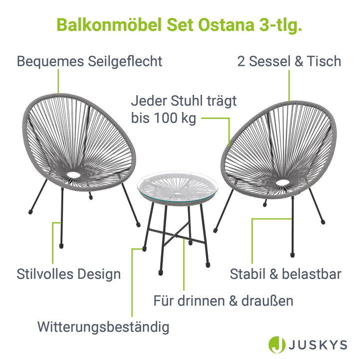 Balkonmöbel Set Ostana 3-teilig