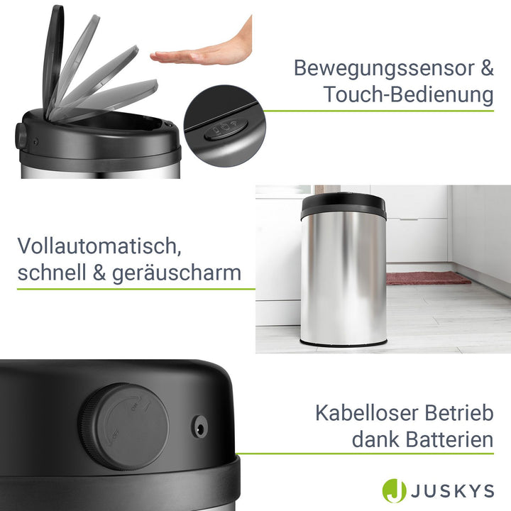 Runder Mülleimer mit Sensor
