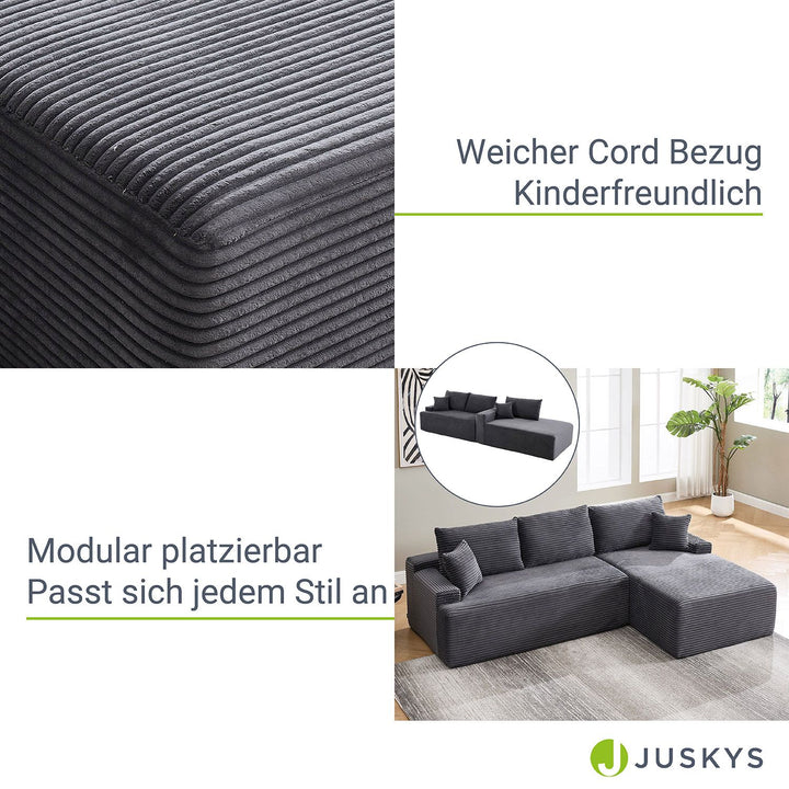 Sofa Coredo mit Cord Bezug & Dekokissen