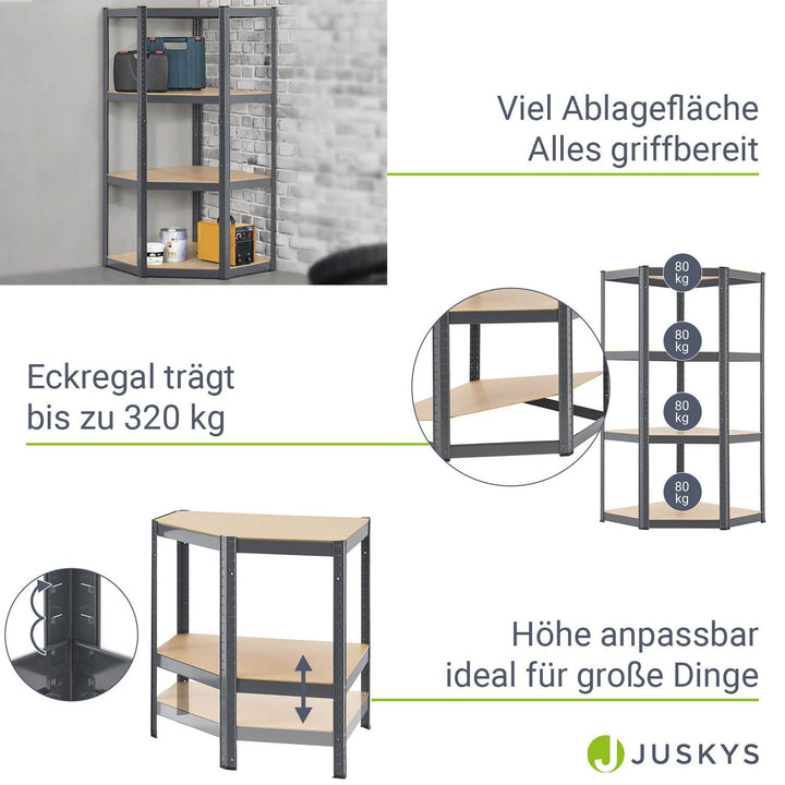 Eckregal Corner Easy 160 x 75 x 40-75 cm