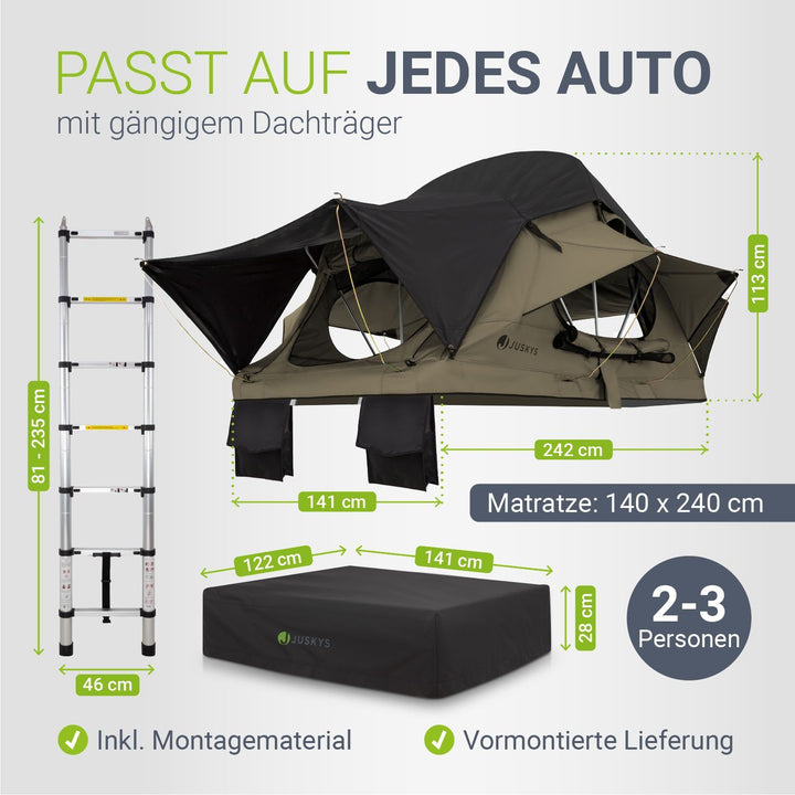 Dachzelt Lago für 2-3 Personen
