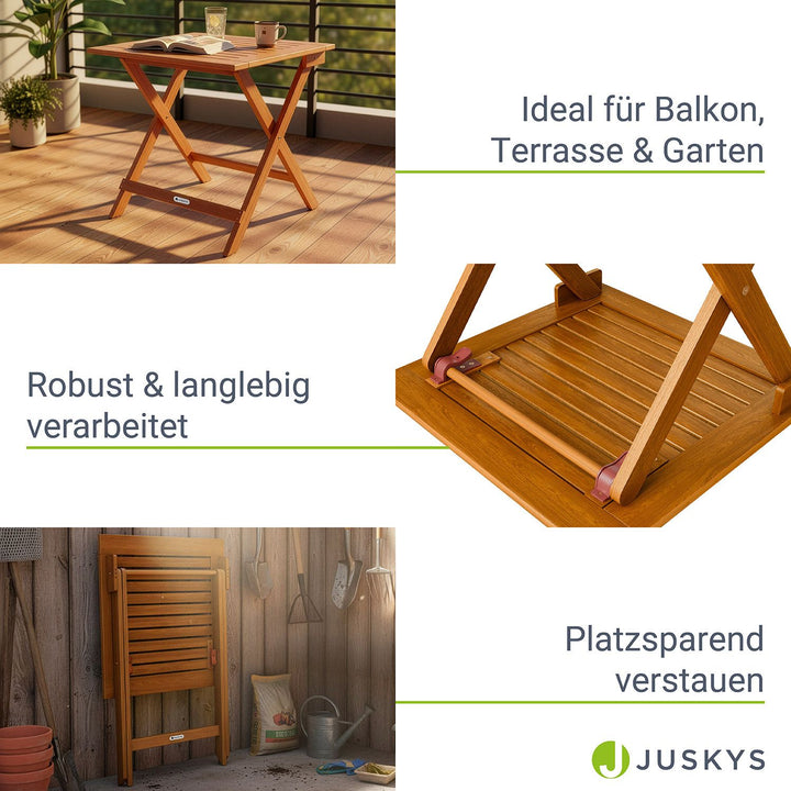 Klappbarer Holztisch für Balkon & Garten