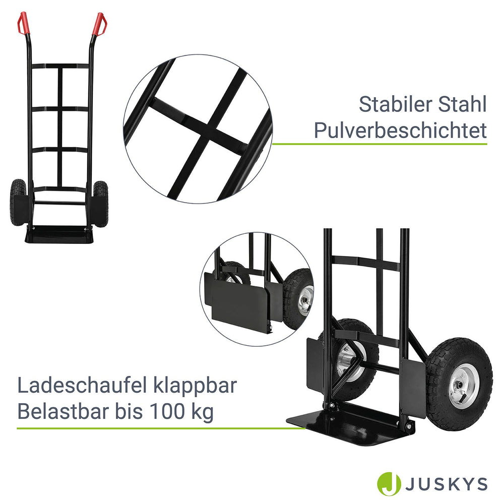 Sackkarre Basic in schwarz mit roten Griffen klappbar