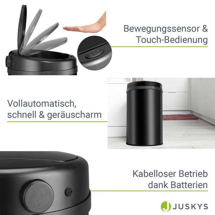 Runder Mülleimer mit Sensor