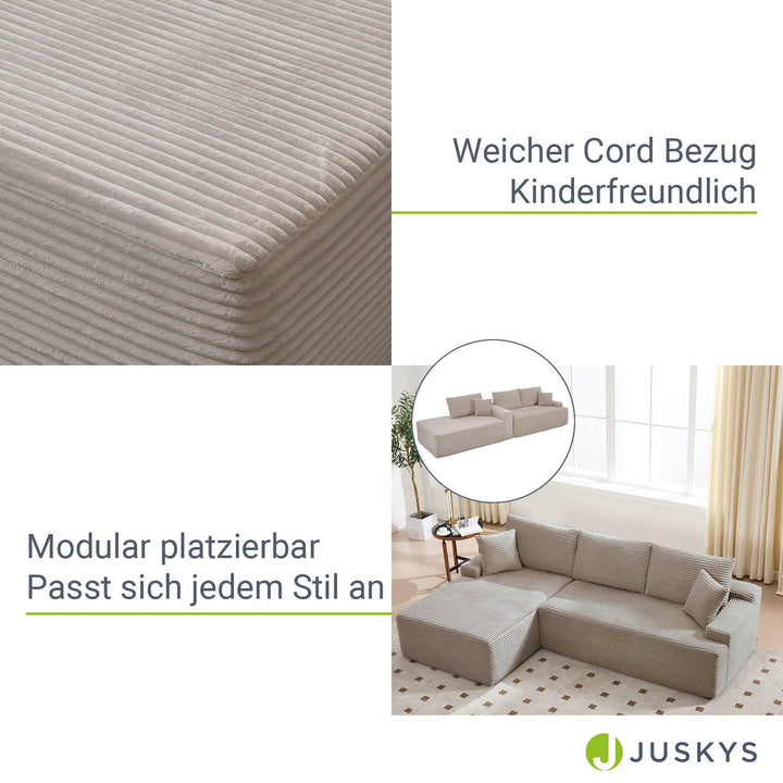 Sofa Coredo mit Cord Bezug & Dekokissen