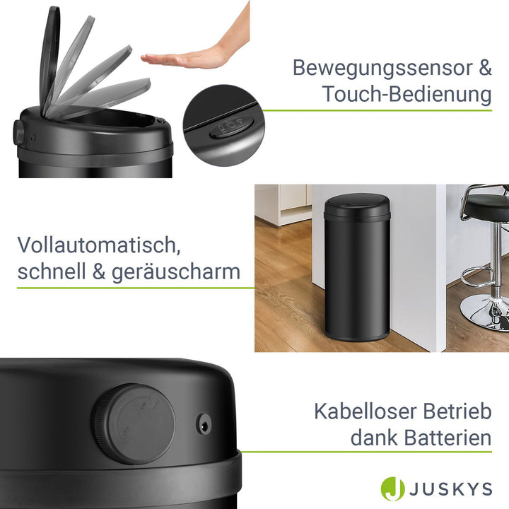 Runder Mülleimer mit Sensor