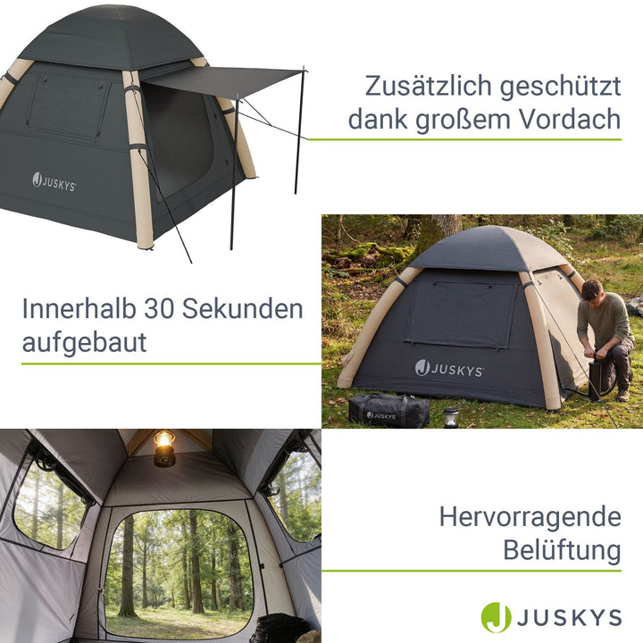 Aufblasbares Zelt mit Zubehör für 1-4 Personen