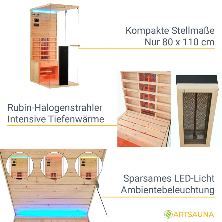 Infrarotkabine Kolari 125 mit Vollspektrumstrahler