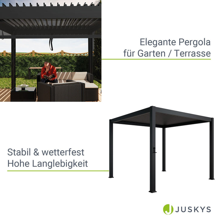 Lamellendach Tahiti 3 x 3 m inkl. 1x Seitenwand 3 m