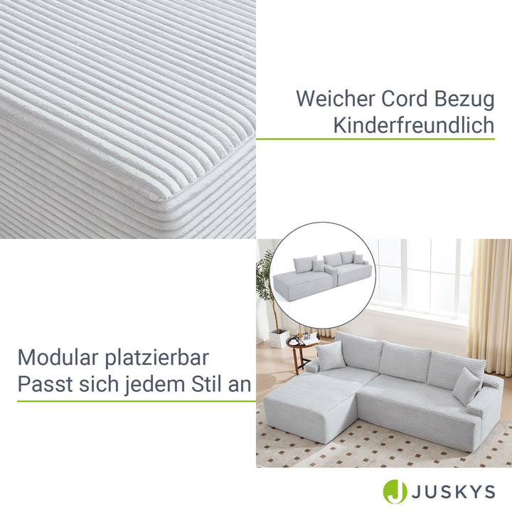 Sofa Coredo mit Cord Bezug & Dekokissen