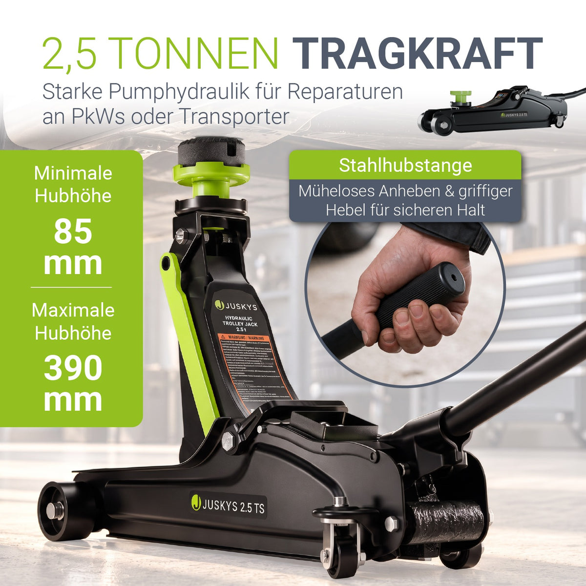 Wagenheber 2,5 t mit Transportbox