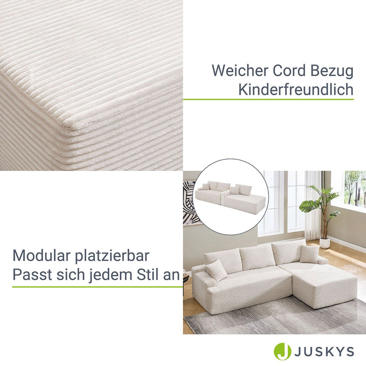 Sofa Coredo mit Cord Bezug & Dekokissen