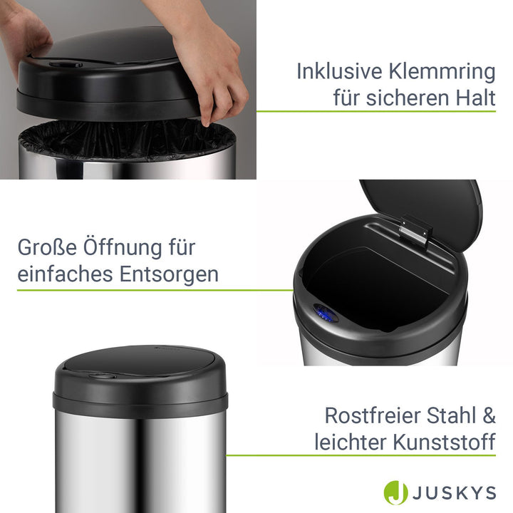 Runder Mülleimer mit Sensor