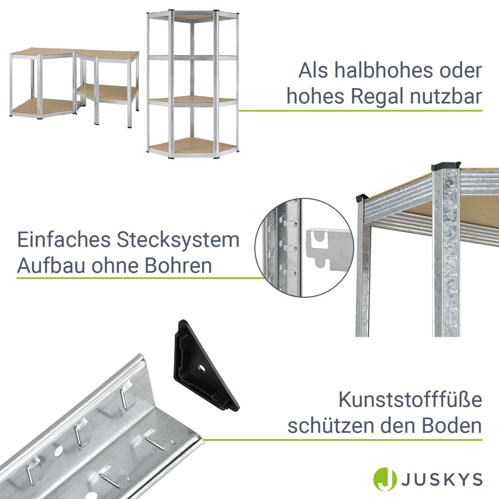 Eckregal Corner Easy 160 x 75 x 40-75 cm