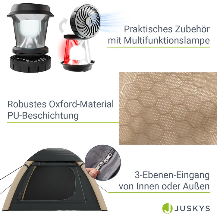 Aufblasbares Zelt mit Zubehör für 1-4 Personen