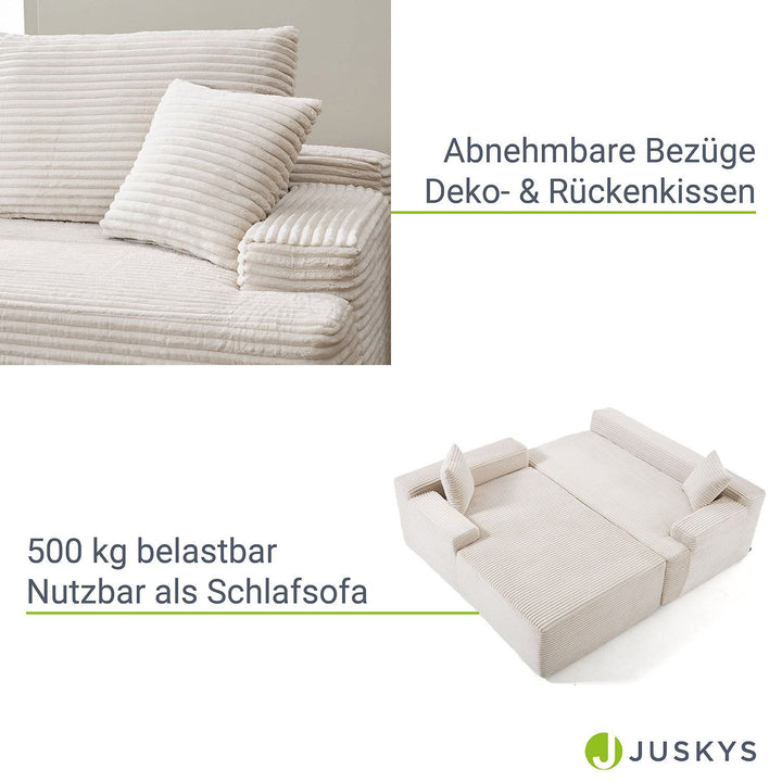 Sofa Coredo mit Cord Bezug & Dekokissen