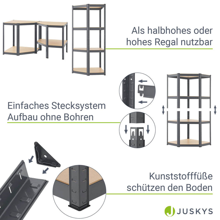 Eckregal Corner Easy 160 x 75 x 40-75 cm