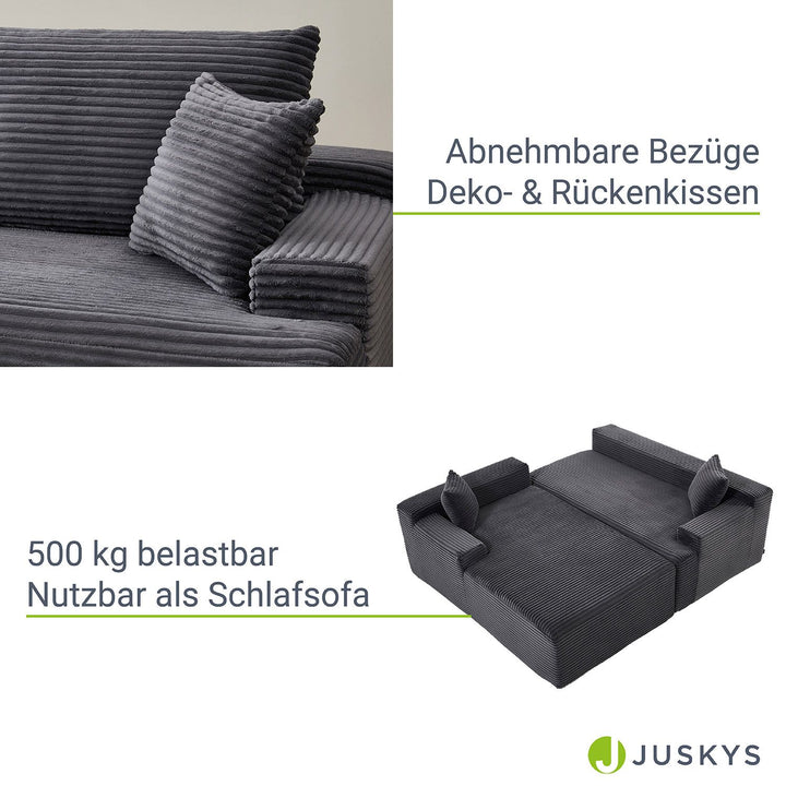 Sofa Coredo mit Cord Bezug & Dekokissen