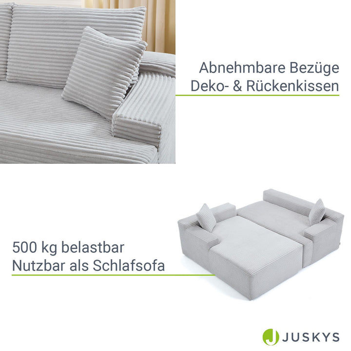 Sofa Coredo mit Cord Bezug & Dekokissen