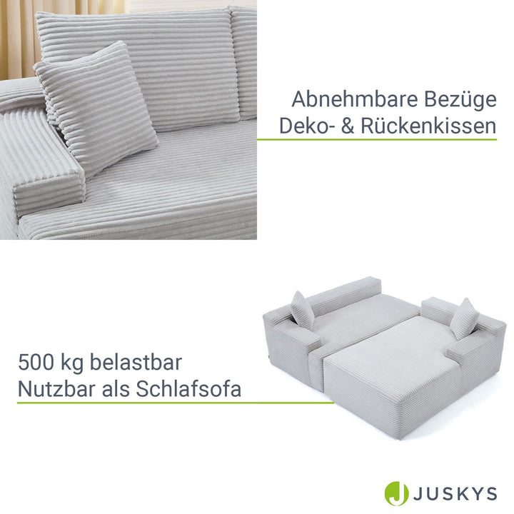 Sofa Coredo mit Cord Bezug & Dekokissen