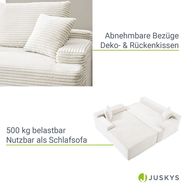 Sofa Coredo mit Cord Bezug & Dekokissen