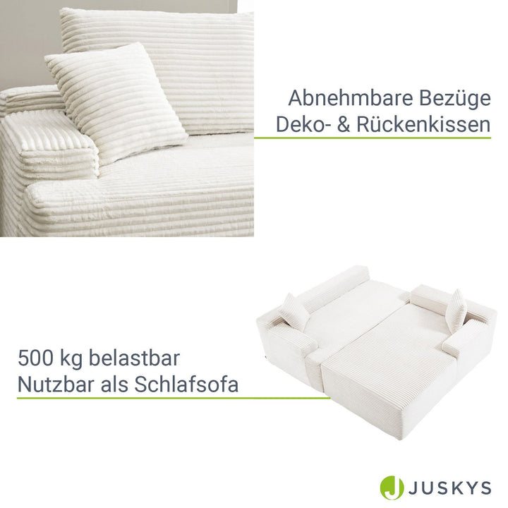 Sofa Coredo mit Cord Bezug & Dekokissen