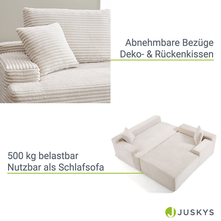 Sofa Coredo mit Cord Bezug & Dekokissen