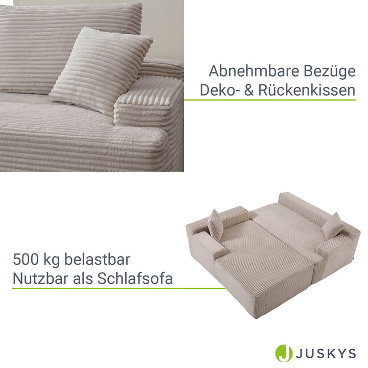 Sofa Coredo mit Cord Bezug & Dekokissen
