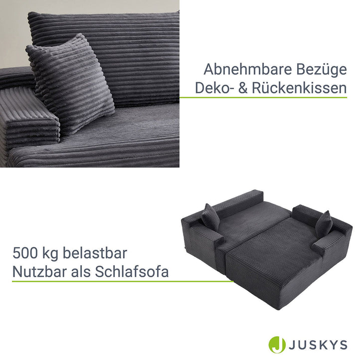 Sofa Coredo mit Cord Bezug & Dekokissen