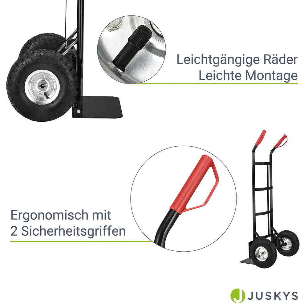 Sackkarre Basic in schwarz mit roten Griffen klappbar