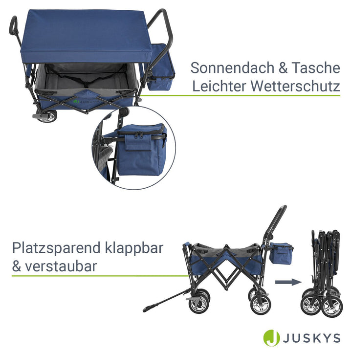 Faltbarer Bollerwagen mit Dach & Tasche