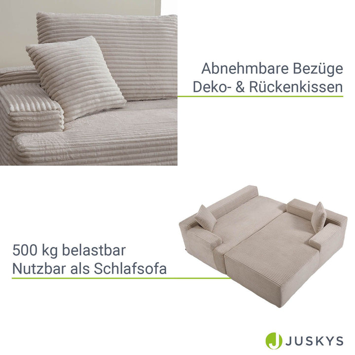 Sofa Coredo mit Cord Bezug & Dekokissen