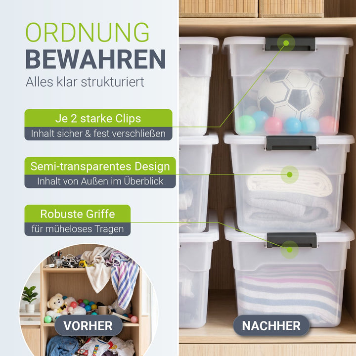Aufbewahrungsbox mit Deckel transparent & stapelbar