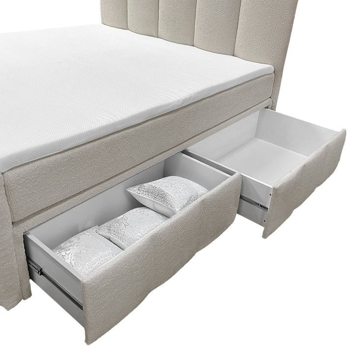 Boxspringbett Manitoba - Bouclé-Stoff